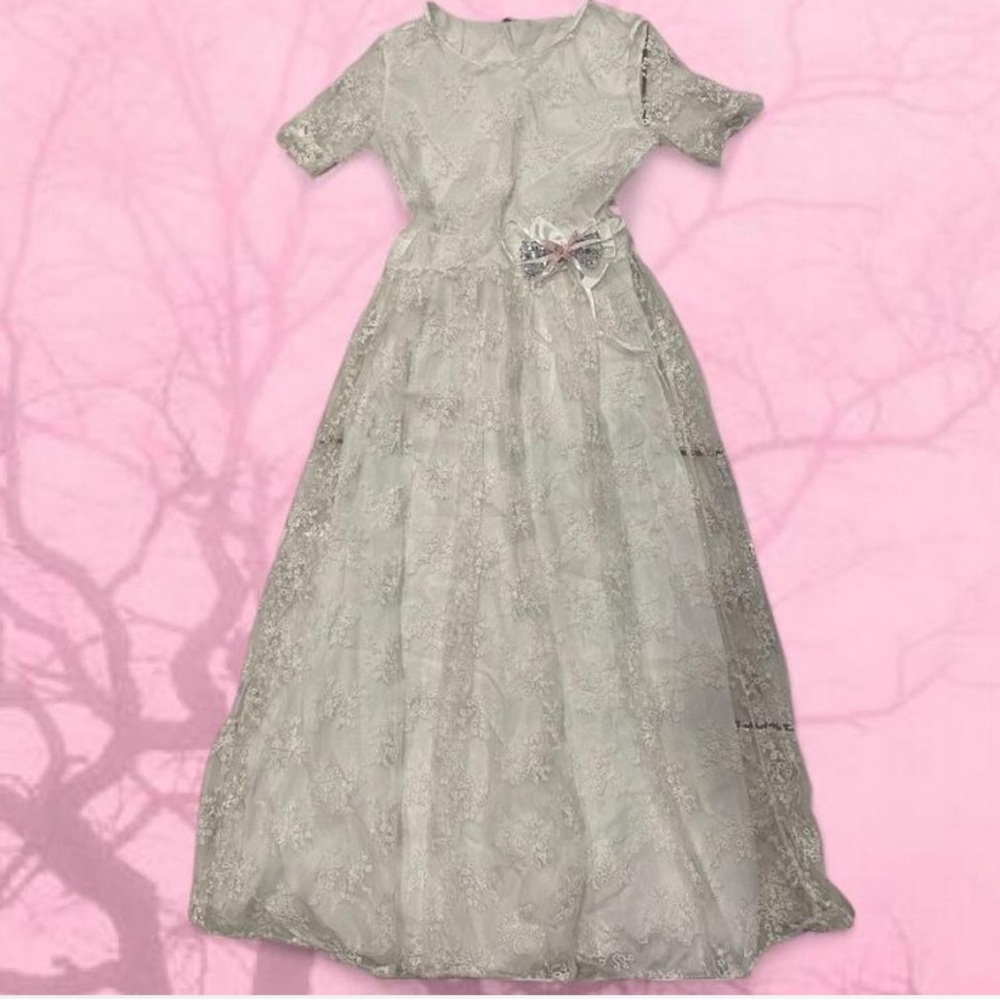Elegant Lace Kids Dress in Cream